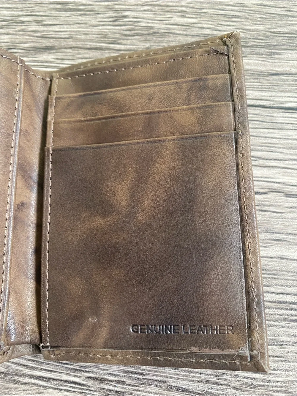 Brown Leather Men's Trifold Wallet New